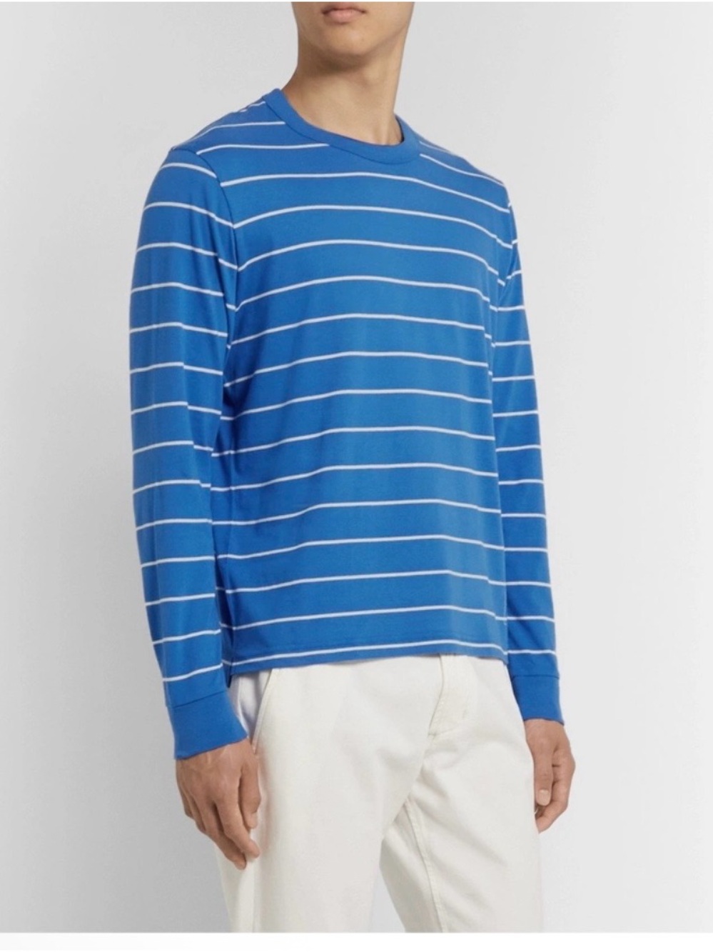 ENTIREWORLD Blue Striped Long-Sleeve Crewneck Shirt